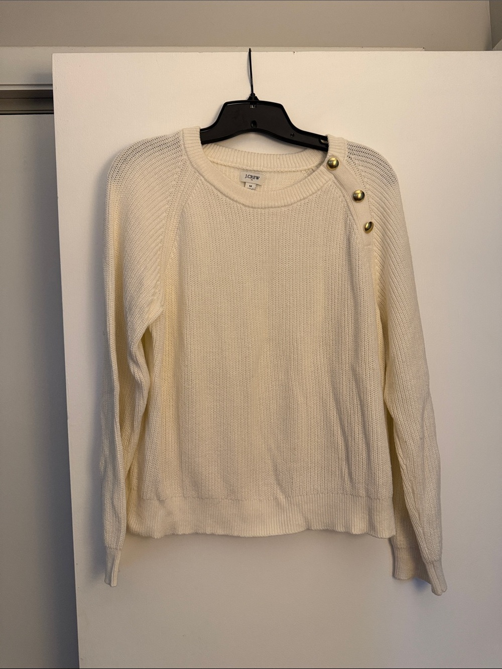 J Crew Factory button collar crewneck sweater